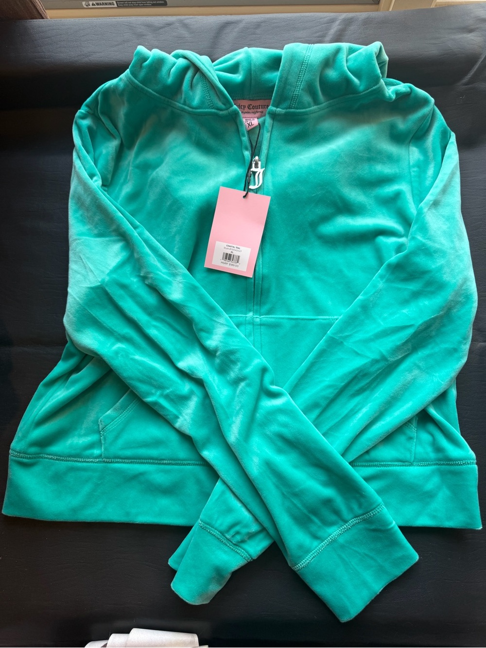 NEW Juicy Couture Velour Bedazzled Tracksuit Set Long Sleeve Coastal Teal XL